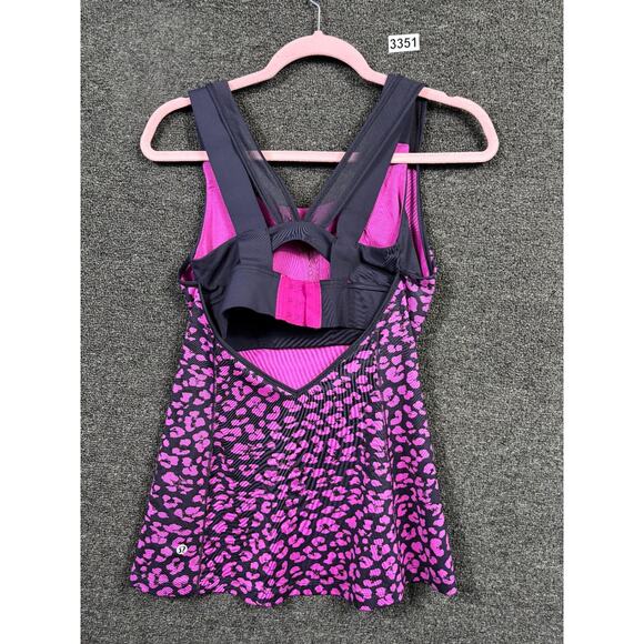 Lululemon Tank Top Built In Bra Size 6 Magenta Purple Cheetah Leopard Print - Picture 2 of 6